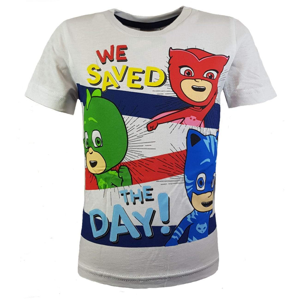 PJ Masks Boys T-Shirt Owlette Gekko Catboy 'We Saved The Day' - Super Heroes Warehouse