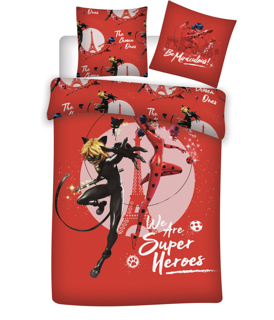 Miraculous Ladybug and Cat Noir Bed Duvet Cover Set - Super Heroes Warehouse